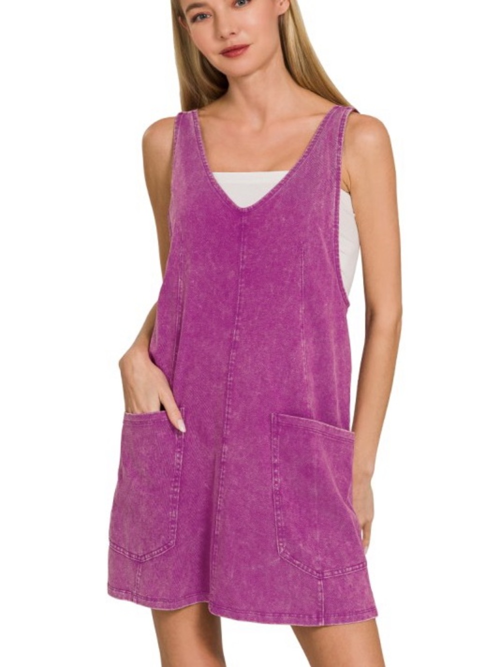 Zenana Outfitters Magenta Midi Pocket Dress